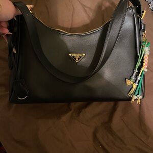 Prada Black Leather Shoulder Bag